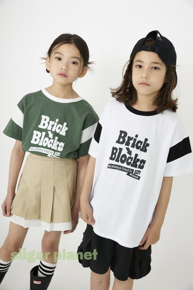 Sugar Planet - Korean Children Fashion - #kidsshorts - Brick Block Color Tee