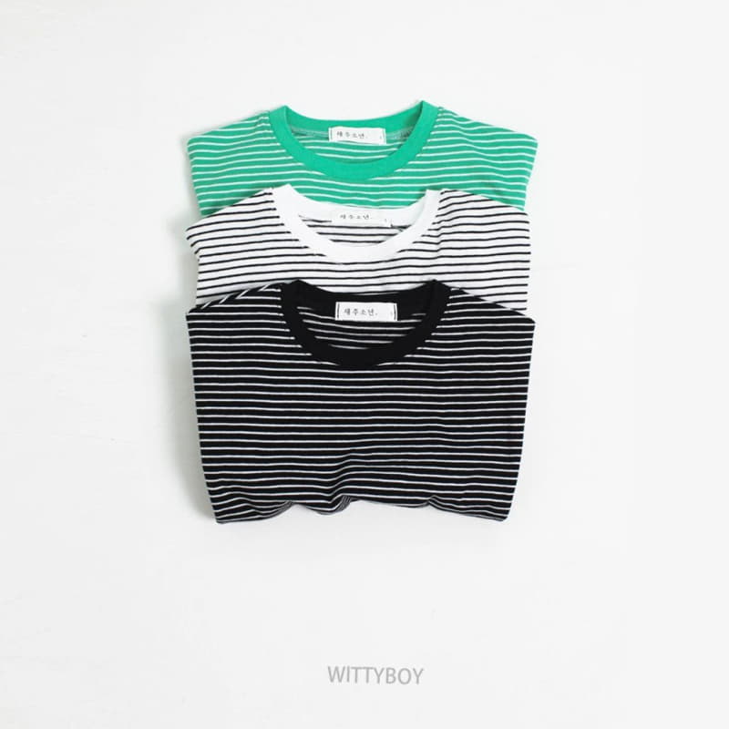 Witty Boy - Korean Children Fashion - #fashionkids - Lime Stripes Tee