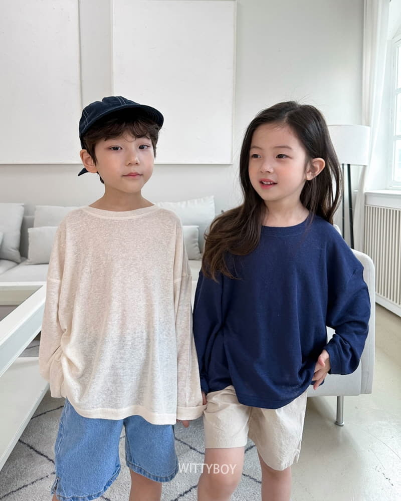 Witty Boy - Korean Children Fashion - #kidzfashiontrend - Maroon Linen Tee - 3