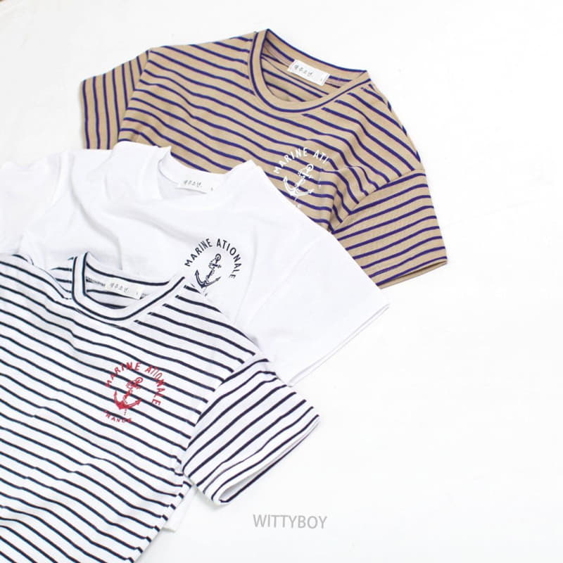 Witty Boy - Korean Children Fashion - #todddlerfashion - Marine Stripes Tee - 3