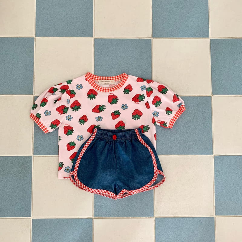 Yellow Factory - Korean Children Fashion - #kidsshorts - Strawberry Tee