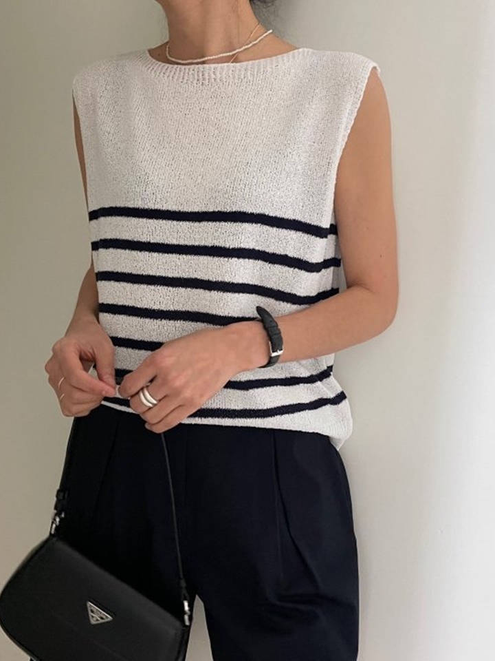 Leave Stripes Knit Tee