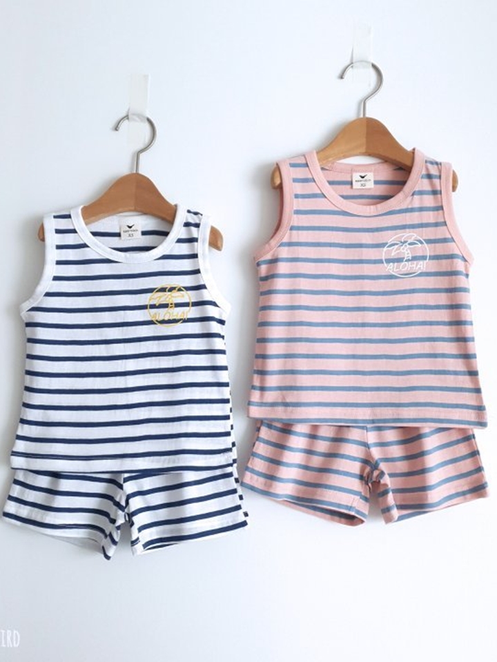 Stripes Sleeveless Top Botom Set