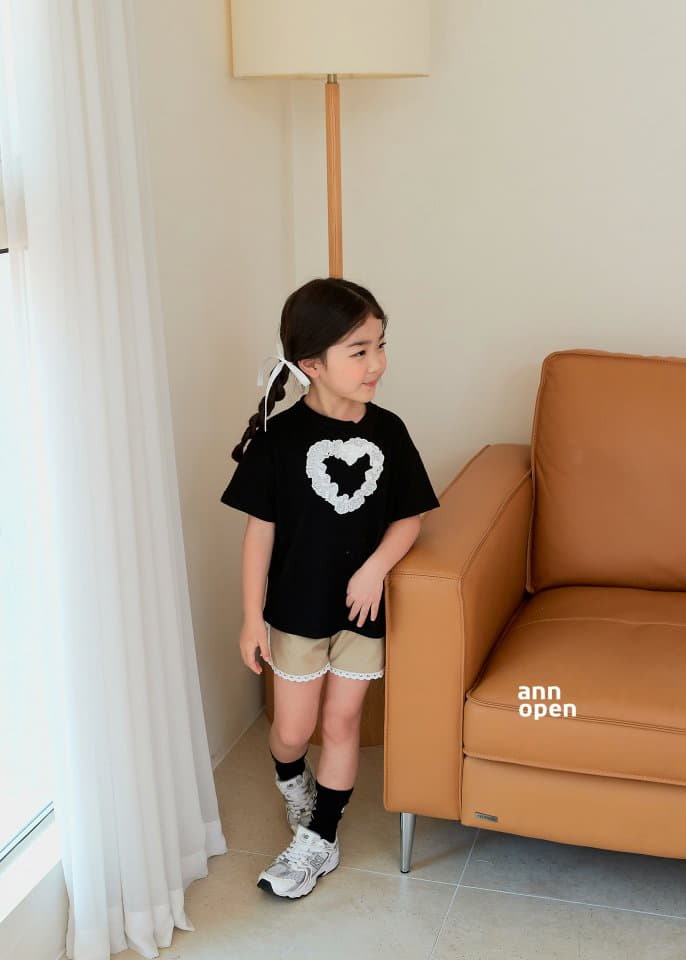Ann Open - Korean Children Fashion - #stylishchildhood - Sugar Lace Heart Tee - 4