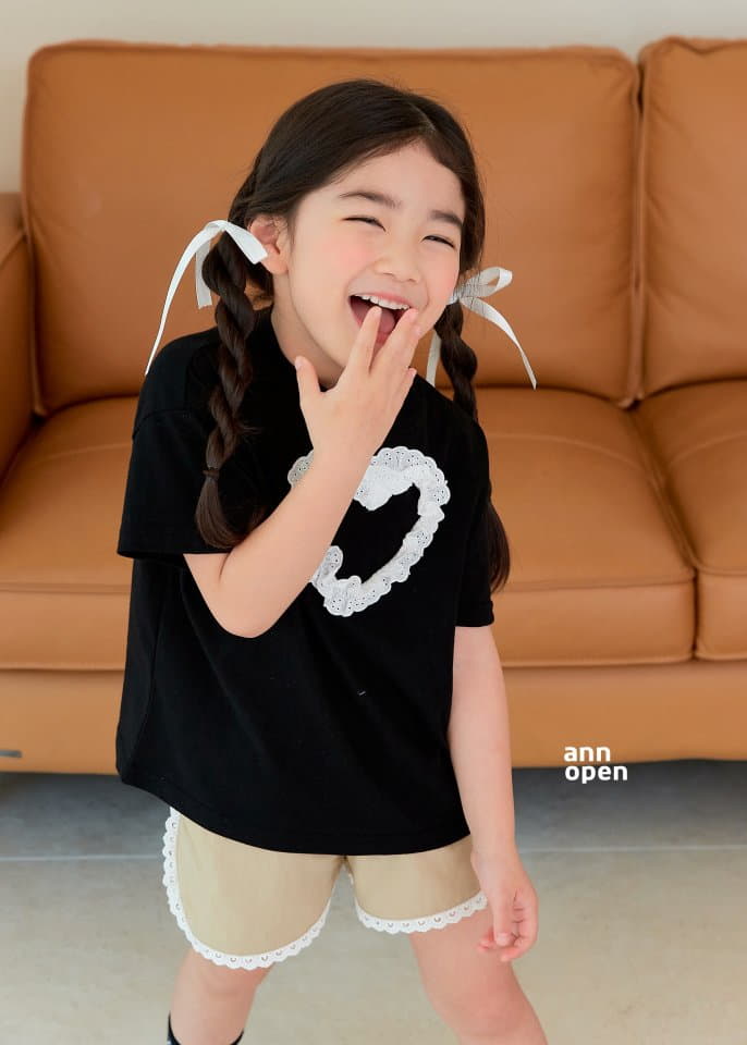 Ann Open - Korean Children Fashion - #stylishchildhood - Sugar Lace Heart Tee - 3