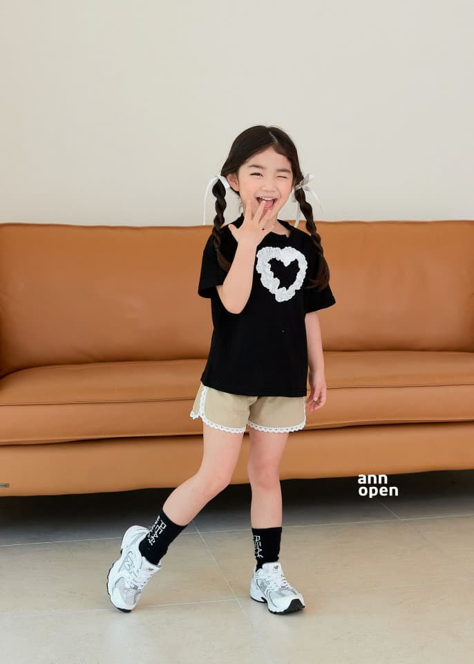 Ann Open - Korean Children Fashion - #toddlerclothing - Sugar Lace Heart Tee - 2