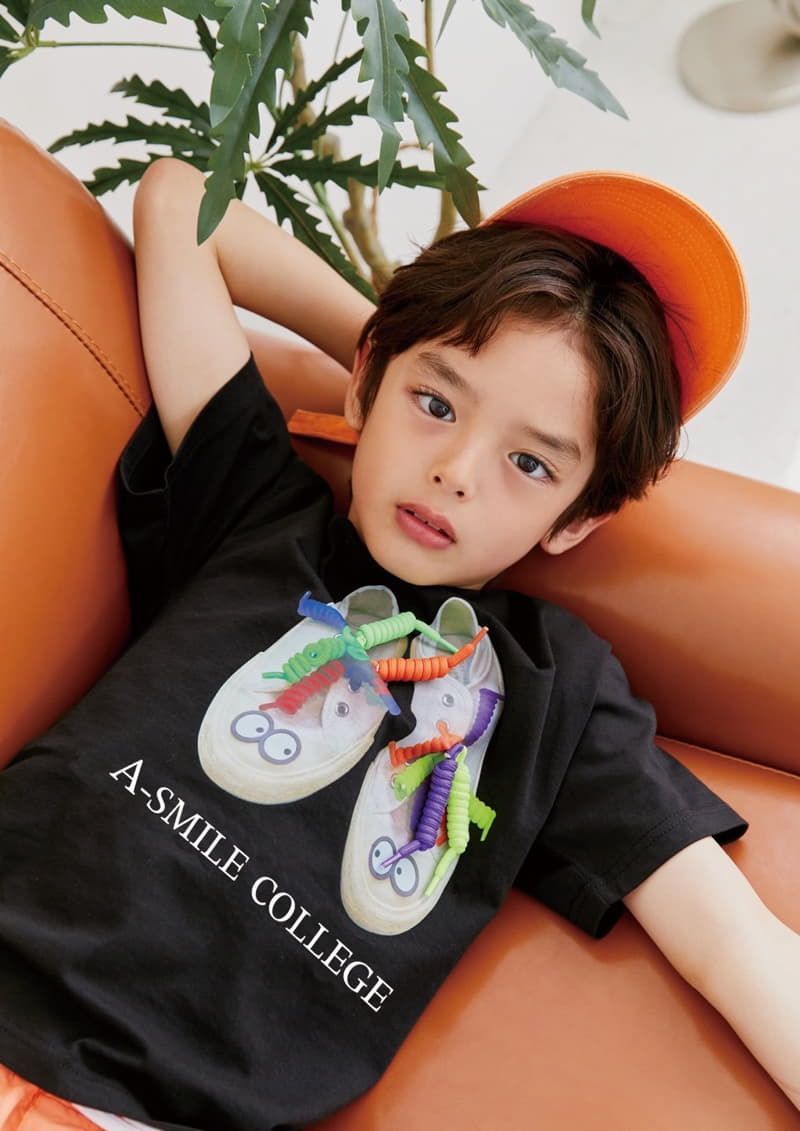 Apple Smile - Korean Children Fashion - #childrensboutique - Smile Shoe Tee - 6