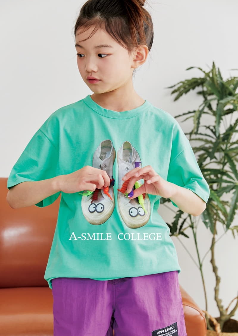 Apple Smile - Korean Children Fashion - #discoveringself - Smile Shoe Tee - 8