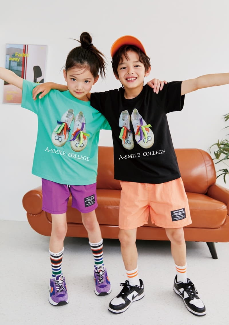 Apple Smile - Korean Children Fashion - #toddlerclothing - Smile Shoe Tee - 4