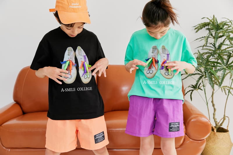 Apple Smile - Korean Children Fashion - #todddlerfashion - Smile Shoe Tee - 2