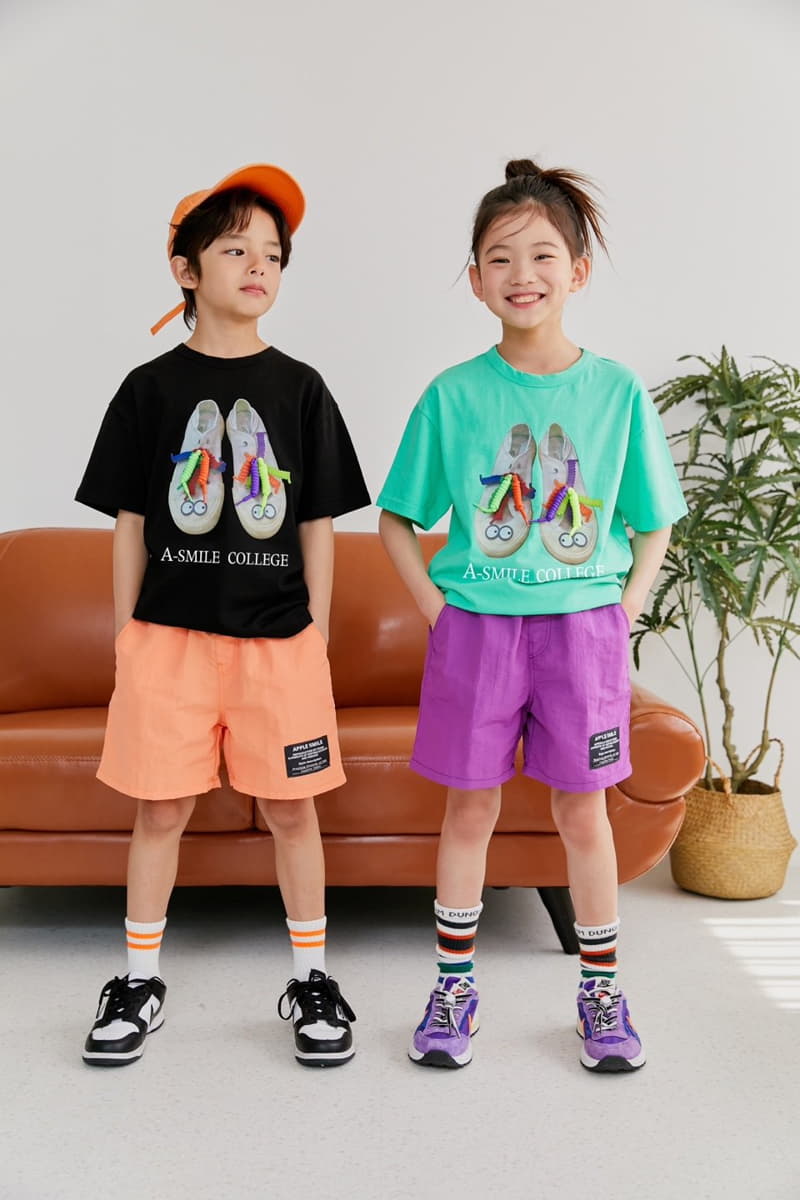 Apple Smile - Korean Children Fashion - #toddlerclothing - Smile Shoe Tee - 3