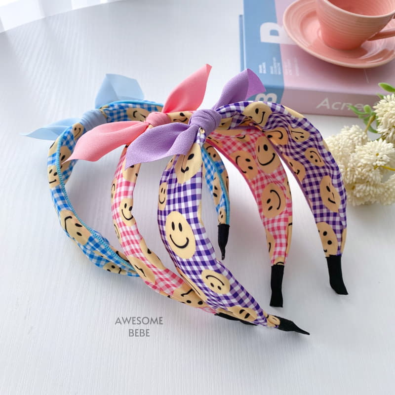 Awesome Bebe - Korean Children Fashion - #childrensboutique - Color Check Smile Ribbon Hairband - 2