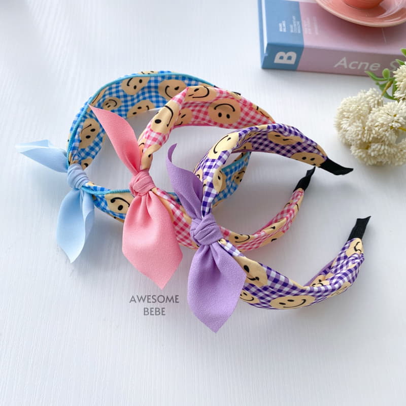 Awesome Bebe - Korean Children Fashion - #designkidswear - Color Check Smile Ribbon Hairband - 3