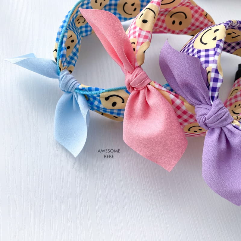 Awesome Bebe - Korean Children Fashion - #fashionkids - Color Check Smile Ribbon Hairband - 5