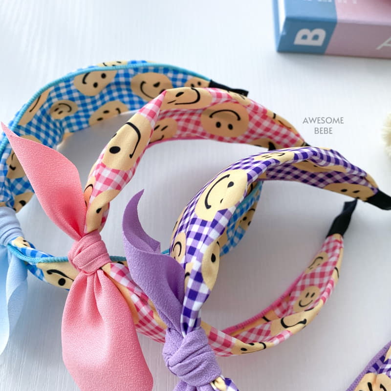 Awesome Bebe - Korean Children Fashion - #kidsshorts - Color Check Smile Ribbon Hairband - 6