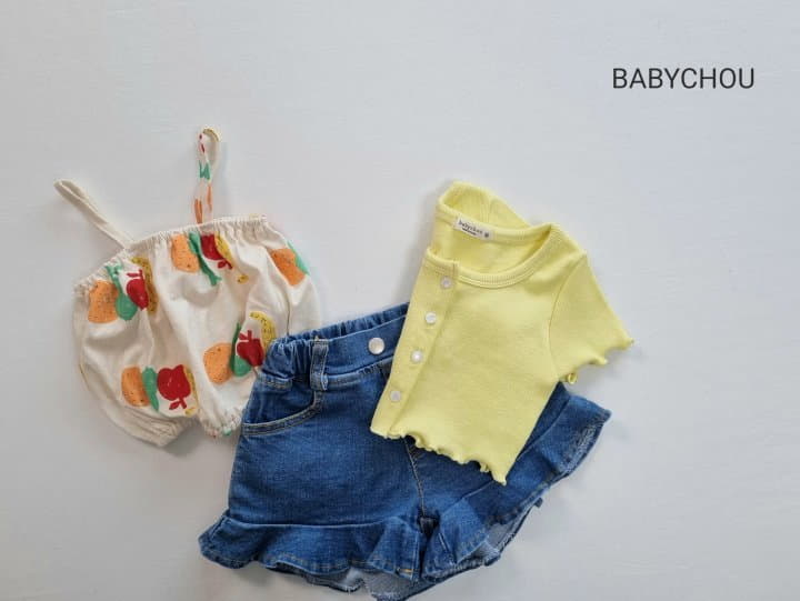 Babychou - Korean Children Fashion - #stylishchildhood - Fruit Top Bottom Set - 4