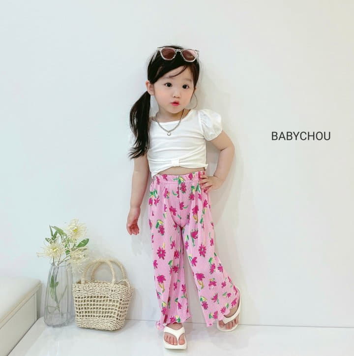 Babychou - Korean Children Fashion - #childrensboutique - Flower Pleats Pants - 10