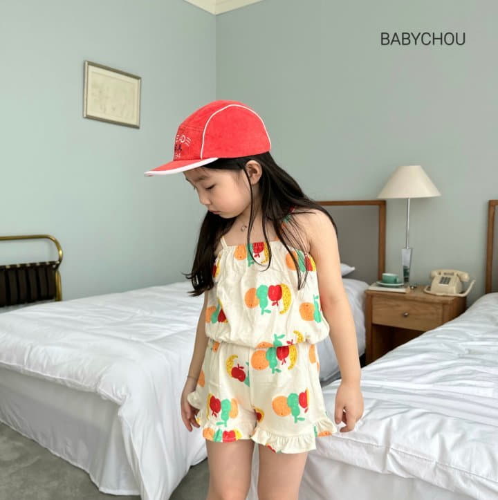 Babychou - Korean Children Fashion - #kidsshorts - Fruit Top Bottom Set - 9