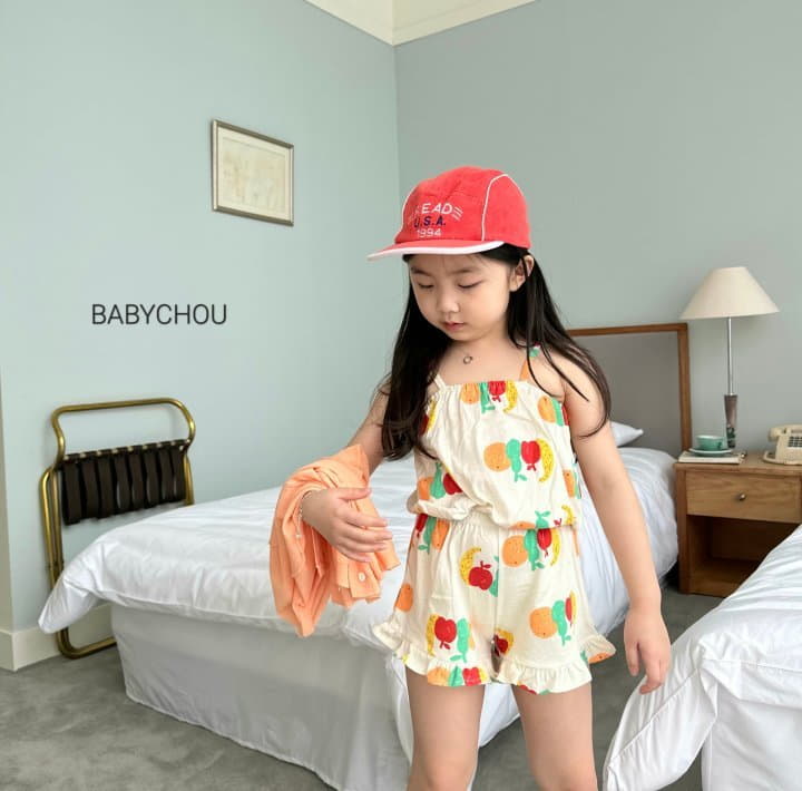 Babychou - Korean Children Fashion - #kidsstore - Fruit Top Bottom Set - 10