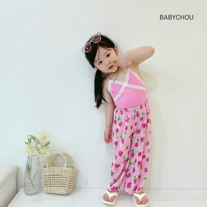 Babychou - Korean Children Fashion - #stylishchildhood - Flower Pleats Pants - 8