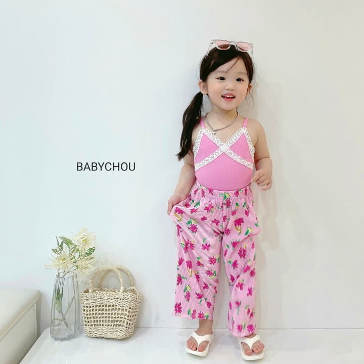 Babychou - Korean Children Fashion - #todddlerfashion - Flower Pleats Pants - 6