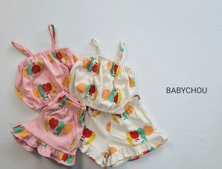 Babychou - Korean Children Fashion - #todddlerfashion - Fruit Top Bottom Set