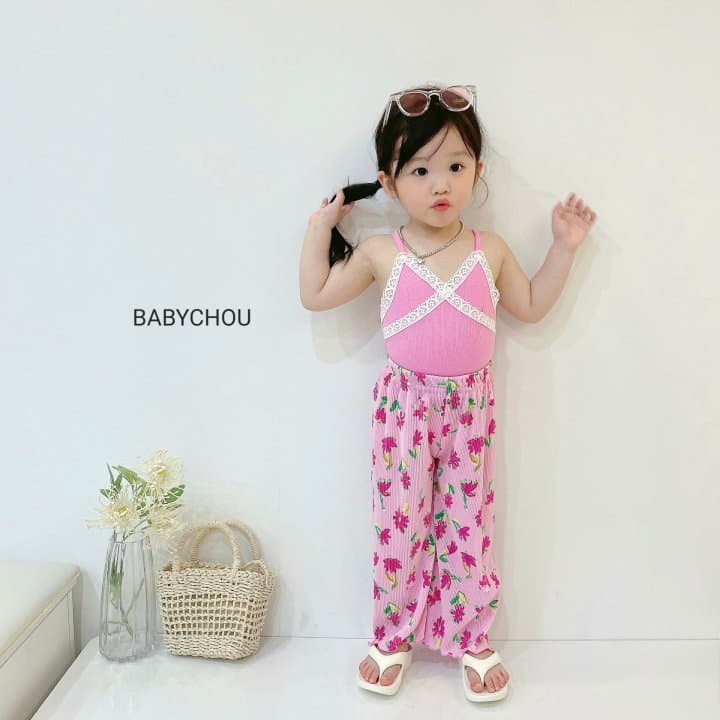 Babychou - Korean Children Fashion - #toddlerclothing - Flower Pleats Pants - 7