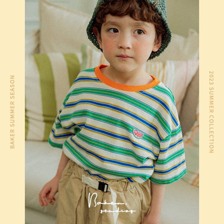 Baker - Korean Children Fashion - #kidzfashiontrend - Color Stripes Tee