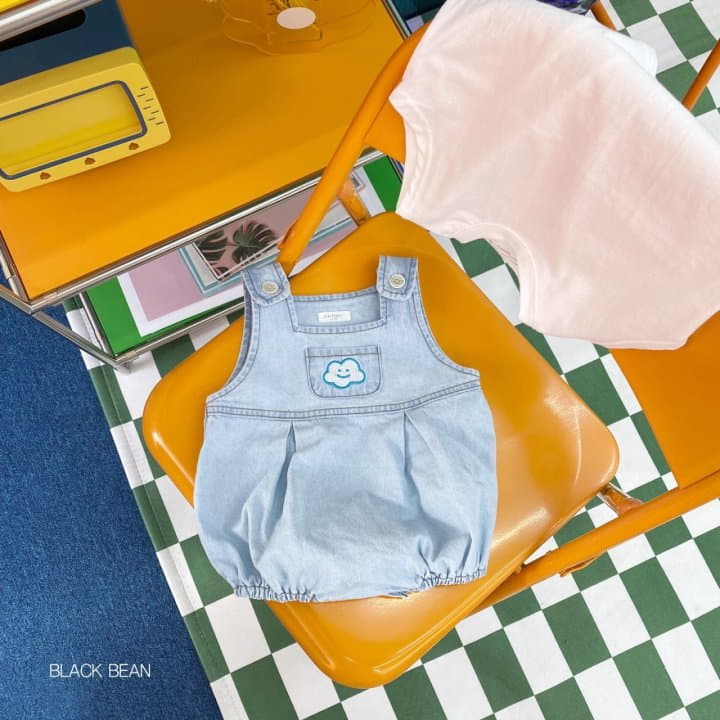 Black Bean - Korean Baby Fashion - #babyfever - Cloud Dungarees Set - 8