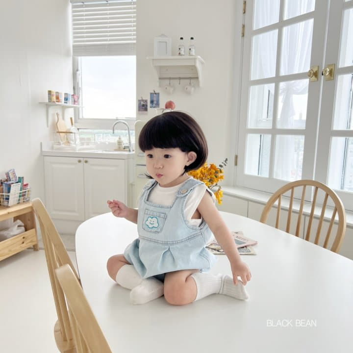 Black Bean - Korean Baby Fashion - #onlinebabyboutique - Cloud Dungarees Set