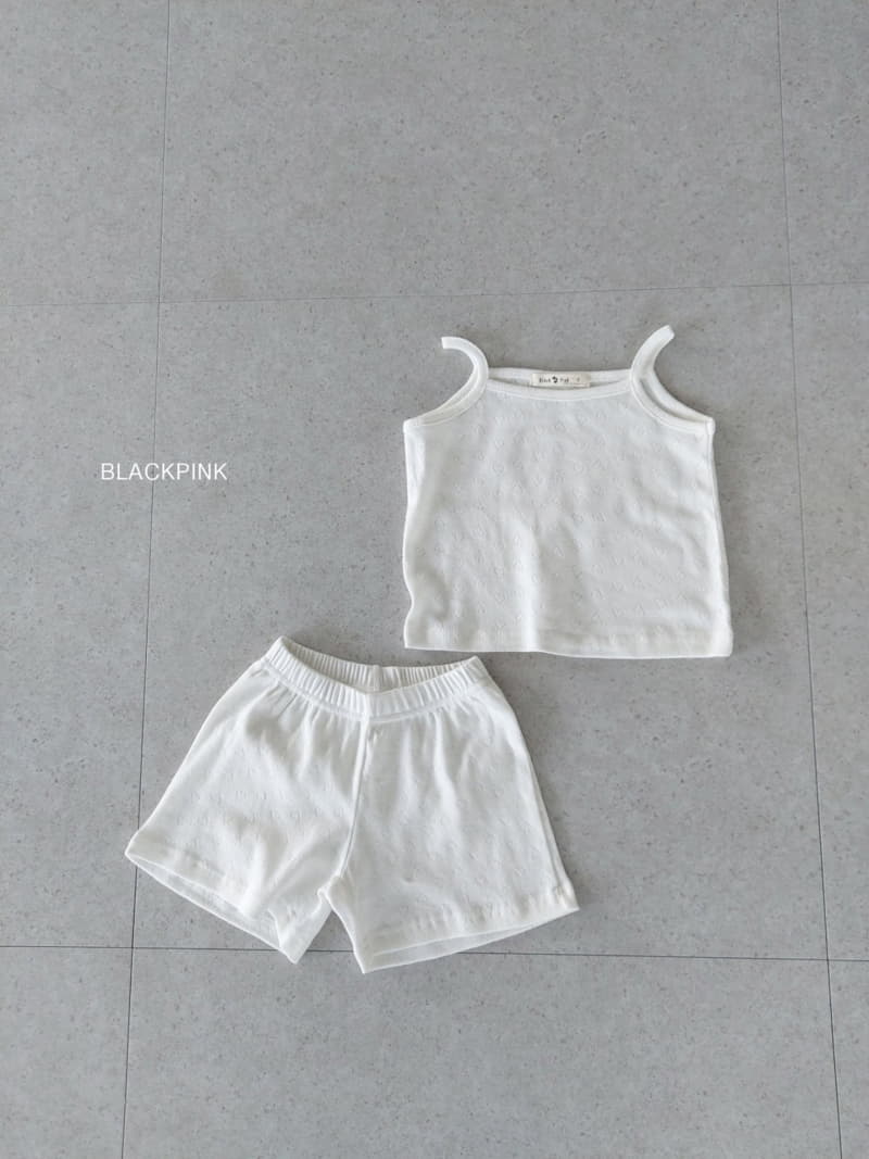 Black Pink - Korean Children Fashion - #designkidswear - Lovely String Sleeveless Top Bottom Set - 6