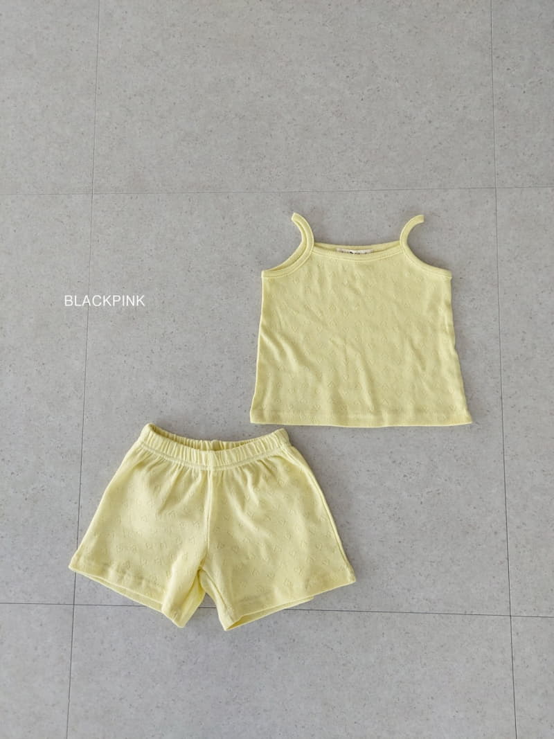 Black Pink - Korean Children Fashion - #fashionkids - Lovely String Sleeveless Top Bottom Set - 8