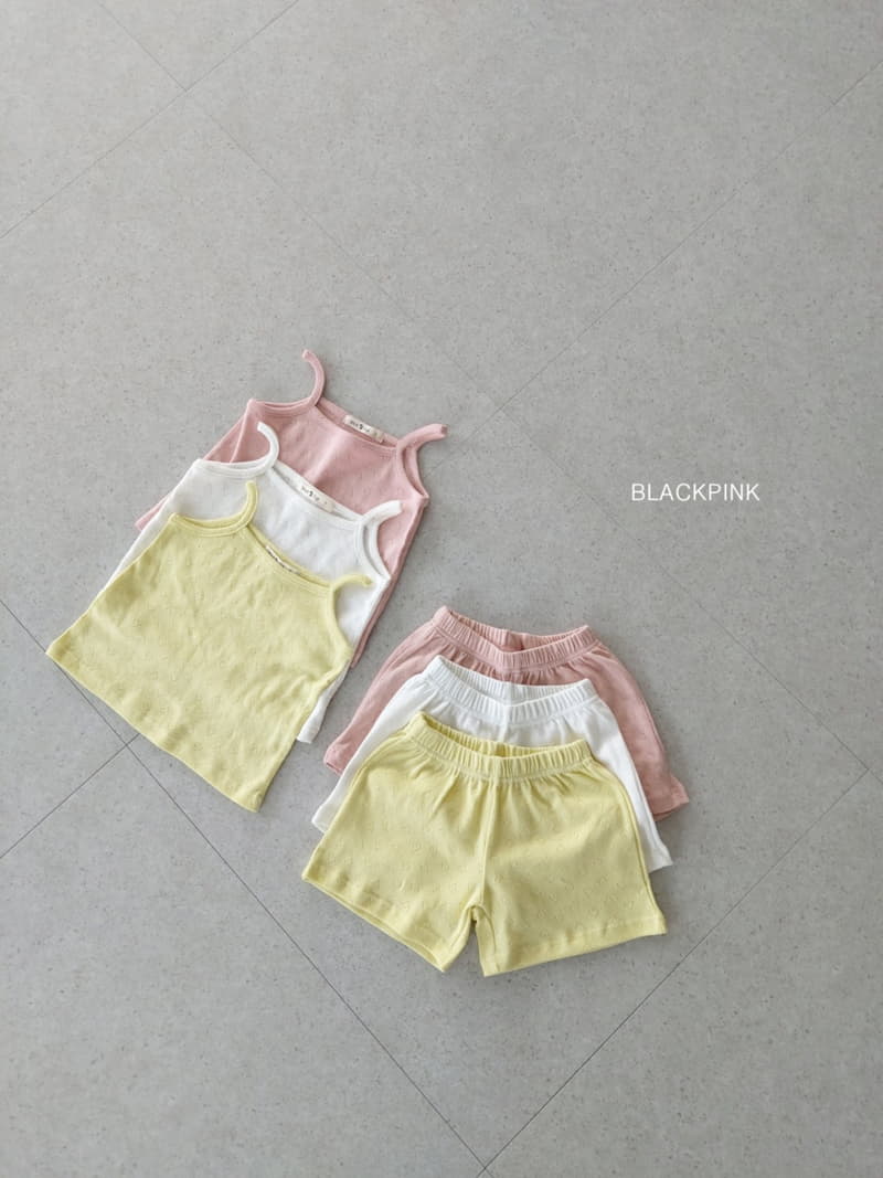 Black Pink - Korean Children Fashion - #minifashionista - Lovely String Sleeveless Top Bottom Set