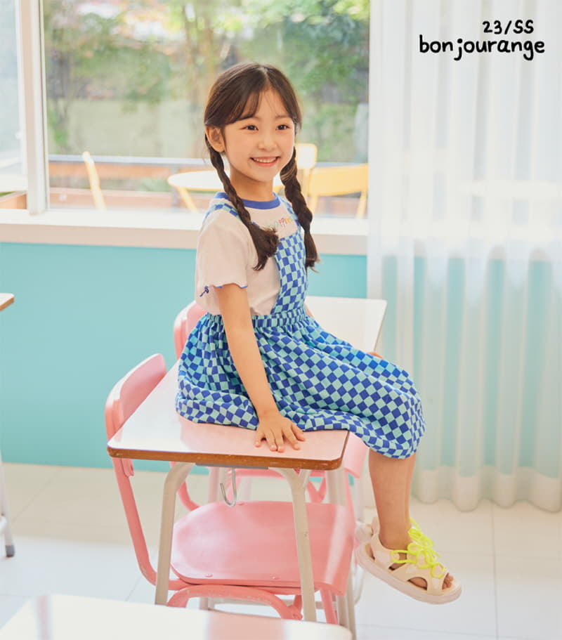 Bonjour Ange - Korean Children Fashion - #Kfashion4kids - Happiness Checker Board Set One-piece - 6