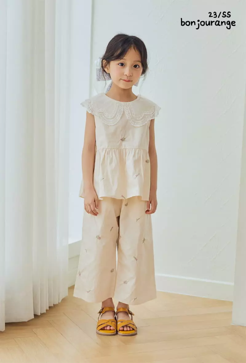 Bonjour Ange - Korean Children Fashion - #Kfashion4kids - Bella Embrodiery Top Bottom Set - 2