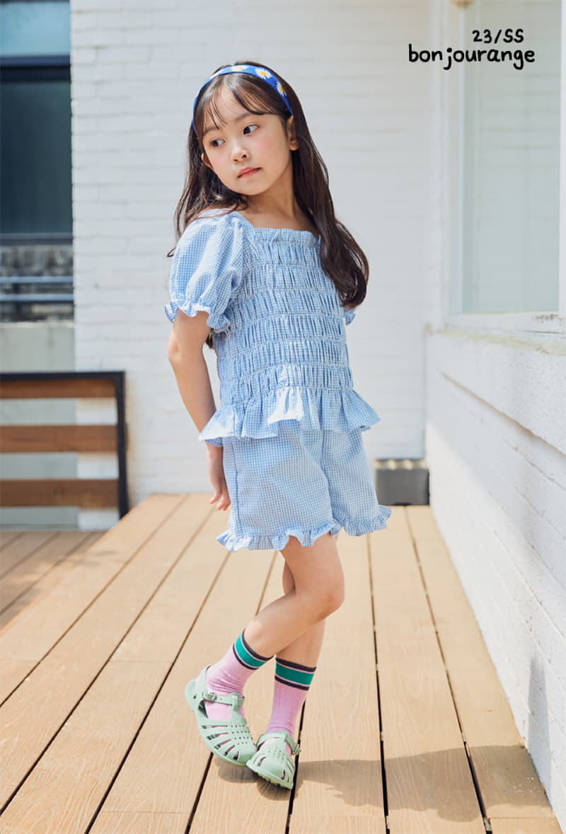 Bonjour Ange - Korean Children Fashion - #kidsstore - Pastel Smocking Top Bottom Set - 10