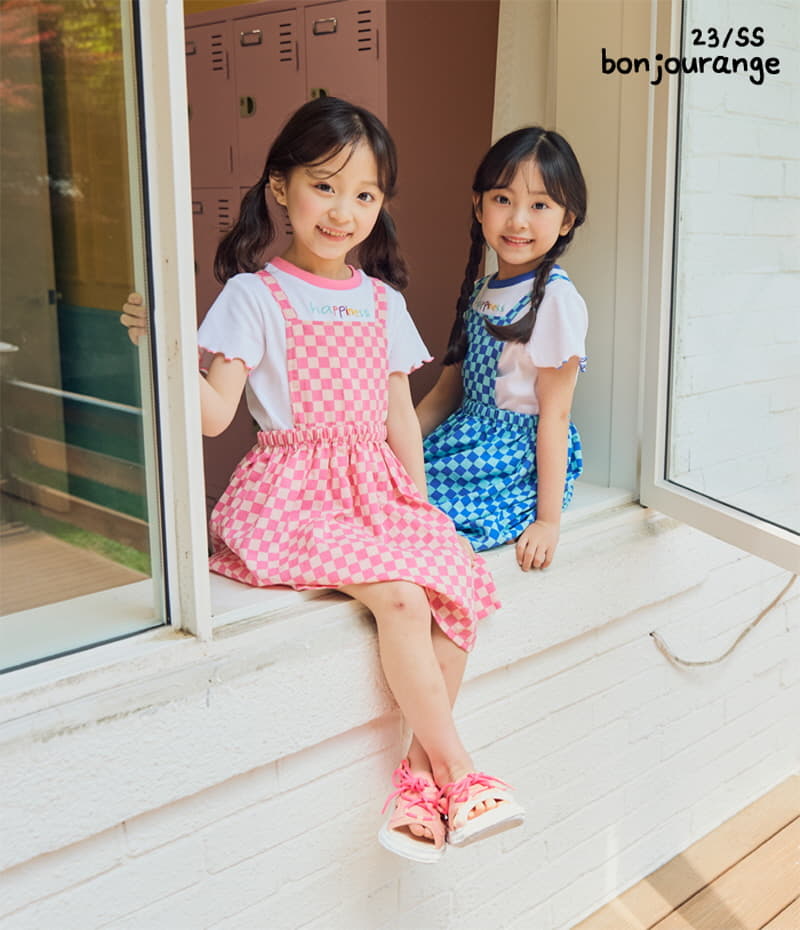 Bonjour Ange - Korean Children Fashion - #kidsshorts - Happiness Checker Board Set One-piece - 4