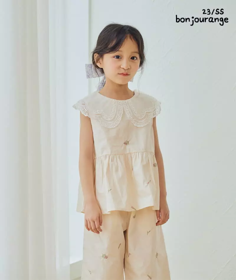 Bonjour Ange - Korean Children Fashion - #kidzfashiontrend - Bella Embrodiery Top Bottom Set