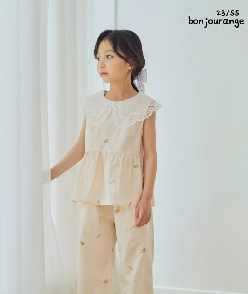 Bonjour Ange - Korean Children Fashion - #littlefashionista - Bella Embrodiery Top Bottom Set - 3