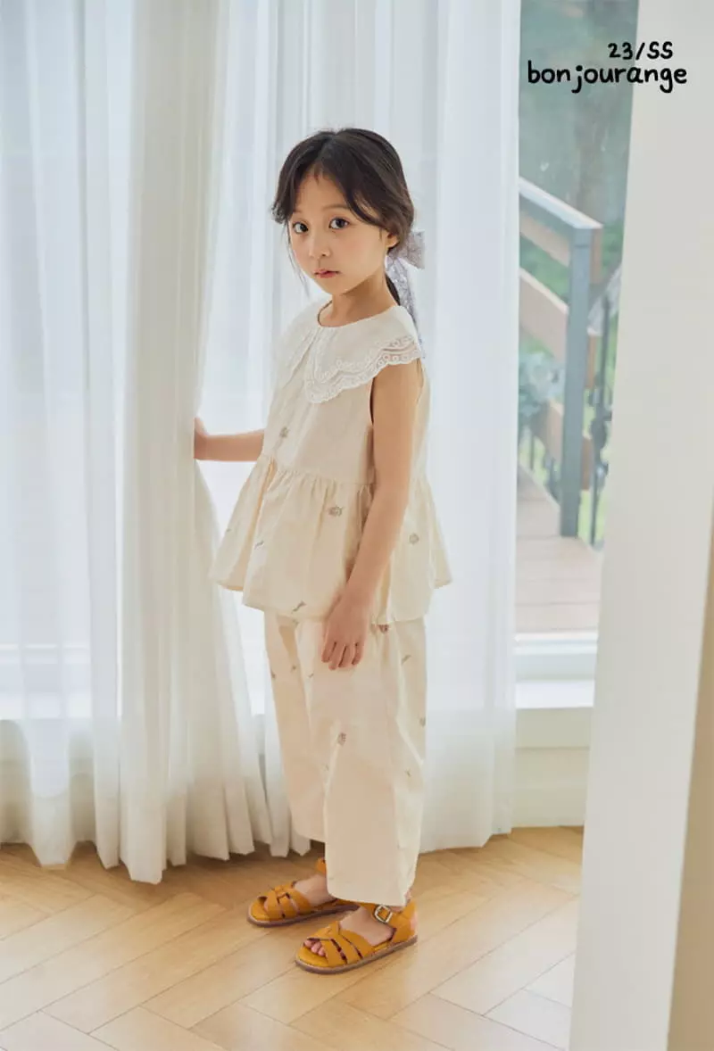 Bonjour Ange - Korean Children Fashion - #littlefashionista - Bella Embrodiery Top Bottom Set - 4