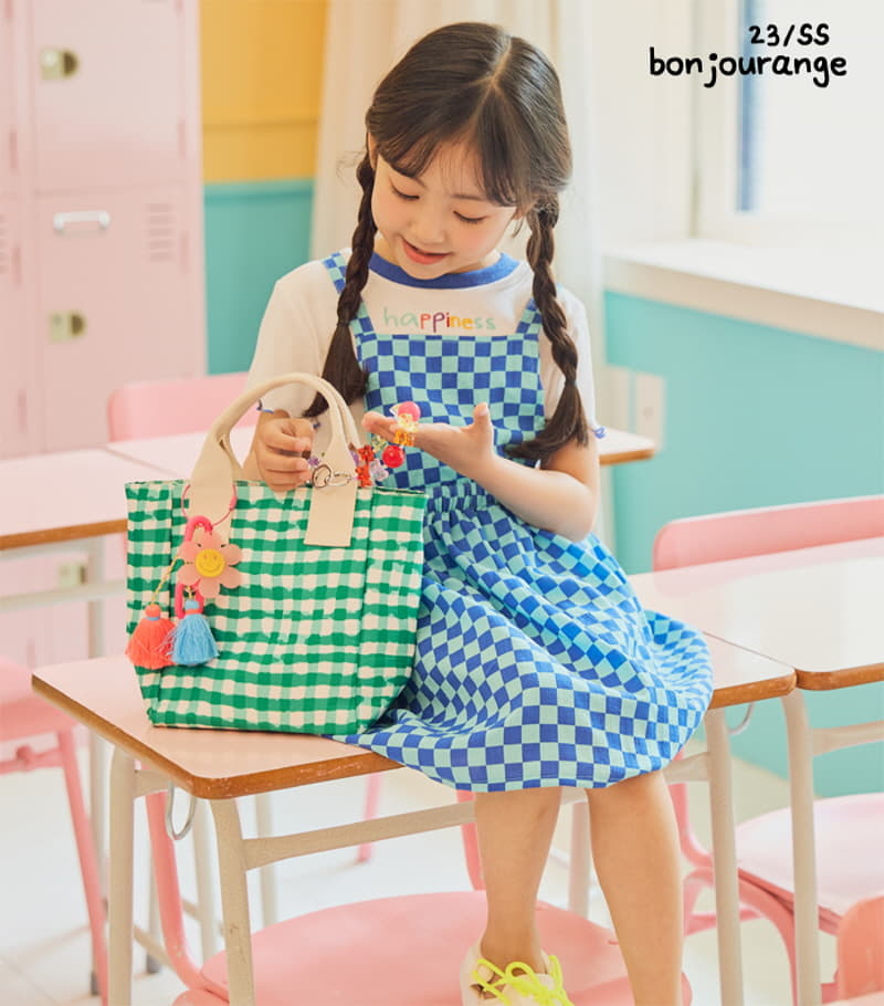 Bonjour Ange - Korean Children Fashion - #minifashionista - Happiness Checker Board Set One-piece - 9