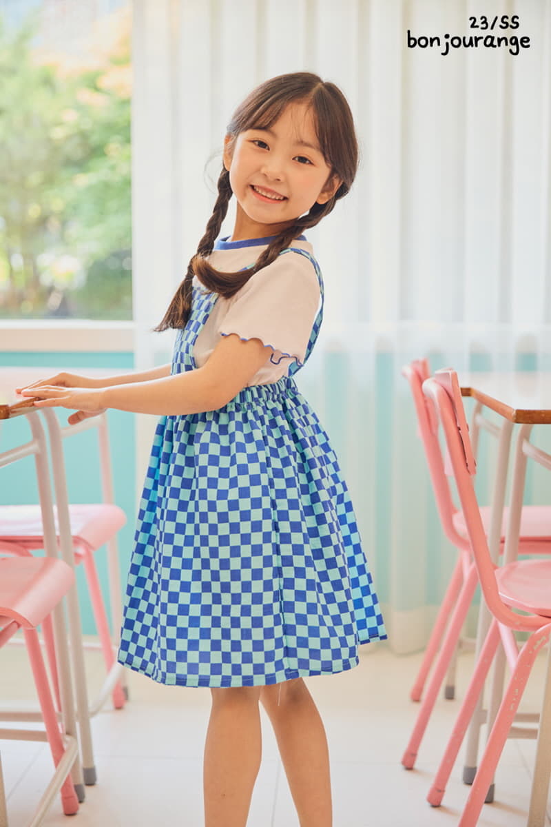 Bonjour Ange - Korean Children Fashion - #prettylittlegirls - Happiness Checker Board Set One-piece - 10