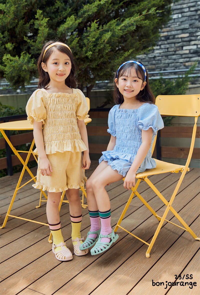 Bonjour Ange - Korean Children Fashion - #stylishchildhood - Pastel Smocking Top Bottom Set - 3