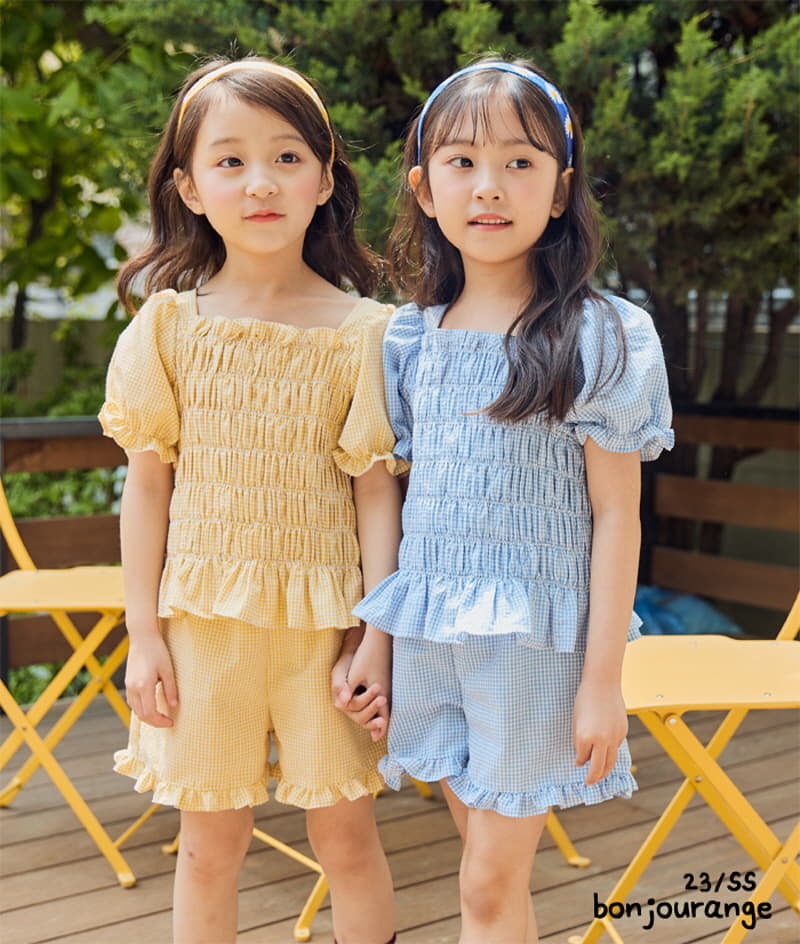 Bonjour Ange - Korean Children Fashion - #todddlerfashion - Pastel Smocking Top Bottom Set