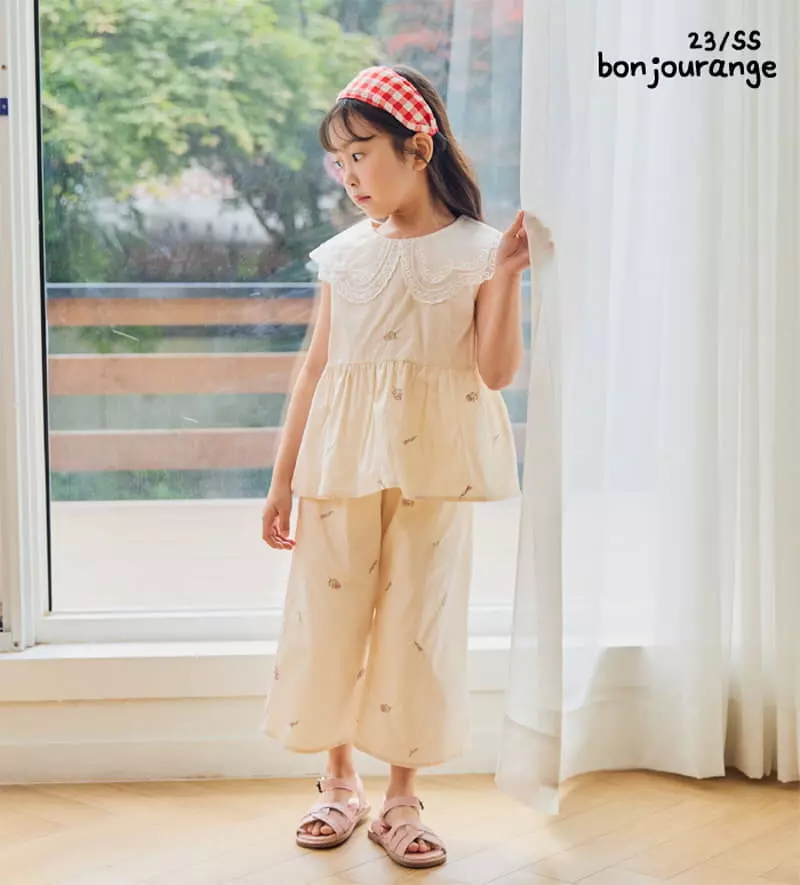 Bonjour Ange - Korean Children Fashion - #todddlerfashion - Bella Embrodiery Top Bottom Set - 7