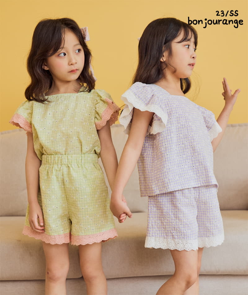 Bonjour Ange - Korean Children Fashion - #toddlerclothing - Dorosi Lace Top Bottom Set - 3