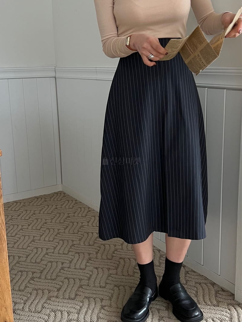 Buckle - Korean Women Fashion - #momslook - Stripes A Line Skirt - 5