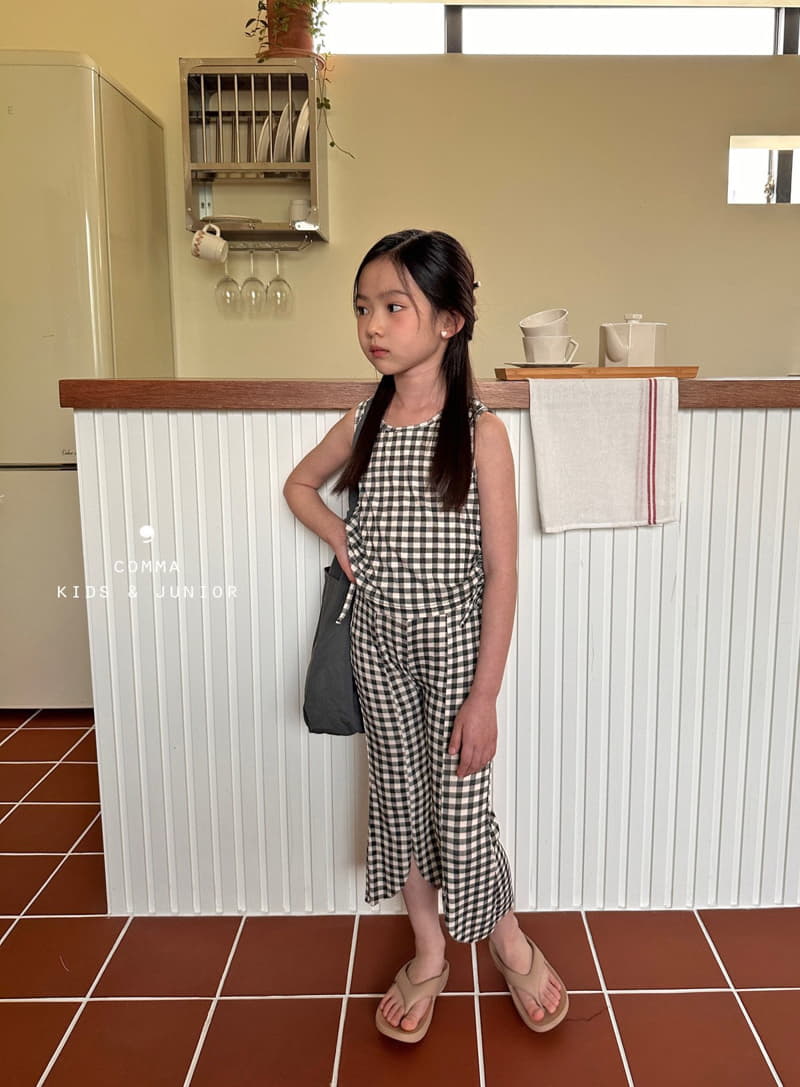 Comma - Korean Children Fashion - #Kfashion4kids - Sleeveless Check Top Bottom Set