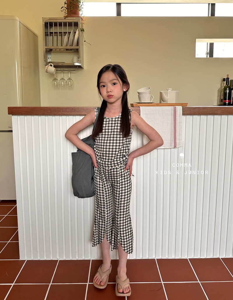 Comma - Korean Children Fashion - #magicofchildhood - Sleeveless Check Top Bottom Set - 3