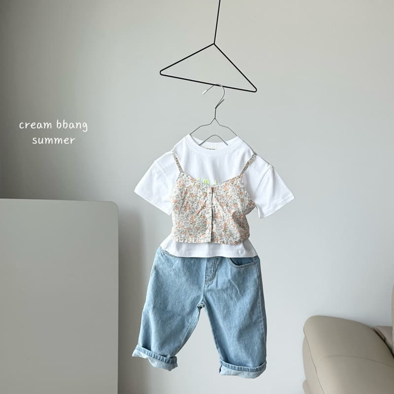 Cream Bbang - Korean Children Fashion - #childofig - Flower Bustier Top Bottom Set - 7